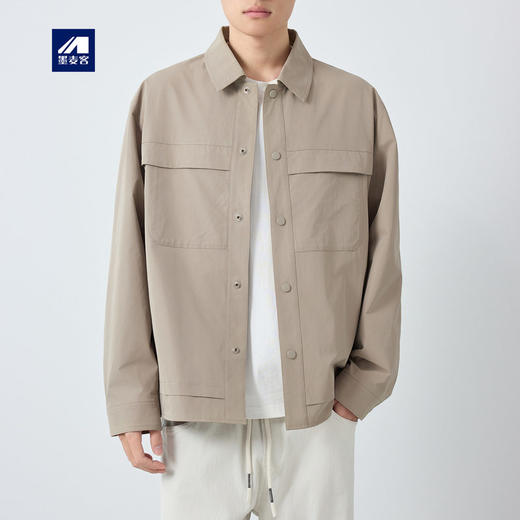 墨麦客男装高智通勤翻领外套男2026春新款简约纯色男士夹克81613. 商品图0