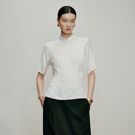 【林栖设计小店】朝花漫舞|米白色优雅提花修身显瘦2026春新款新中式衬衣1961060