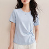 2026夏新短袖T恤女丝光棉正肩纯色修身扭结不对称上衣设计感上衣   BY-W27 商品缩略图3