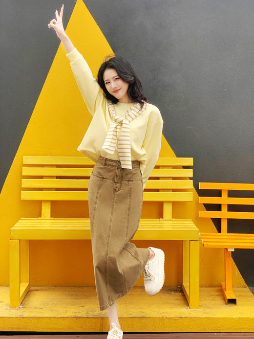 【百图lulu定制】【奶黄包卫衣】 可拆卸条纹连帽披肩   春款长袖卫衣 商品图4