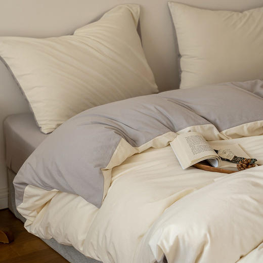 无印西川良品纯棉针织棉四件套纯色拼色新疆天竺棉裸睡全棉日式 商品图1