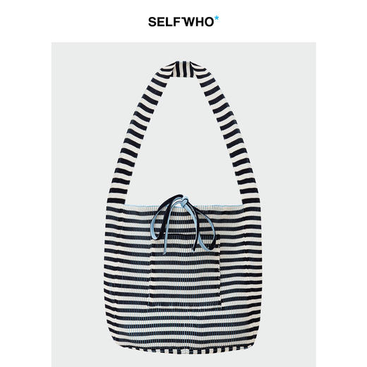 SELFWHO压褶条纹毛织包（大号） 商品图4