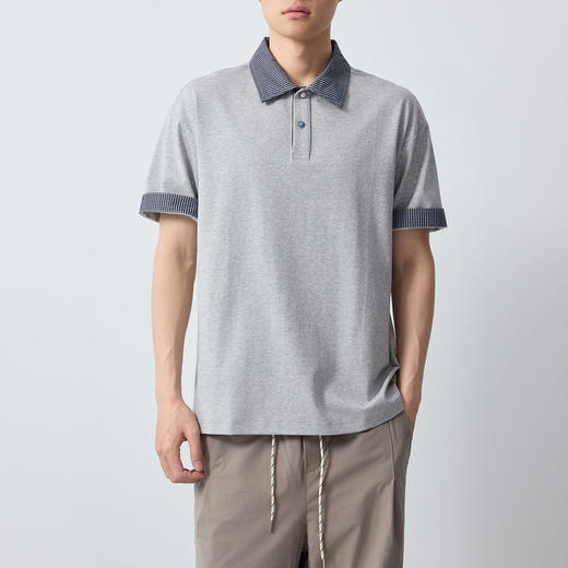 墨麦客男装高智通勤格纹领Polo衫男2026春新款撞色男士短袖75182. 商品图1