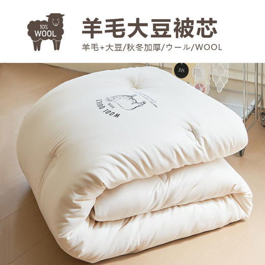 日式无印羊毛大豆冬季良品秋冬加厚保暖被芯立体纯色大豆羊毛被子 商品图0