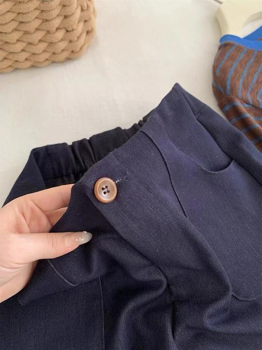 F030675深蓝色窄版牛仔裤烟管裤气质老钱风普洗蓝高腰直筒休闲裤 商品图10