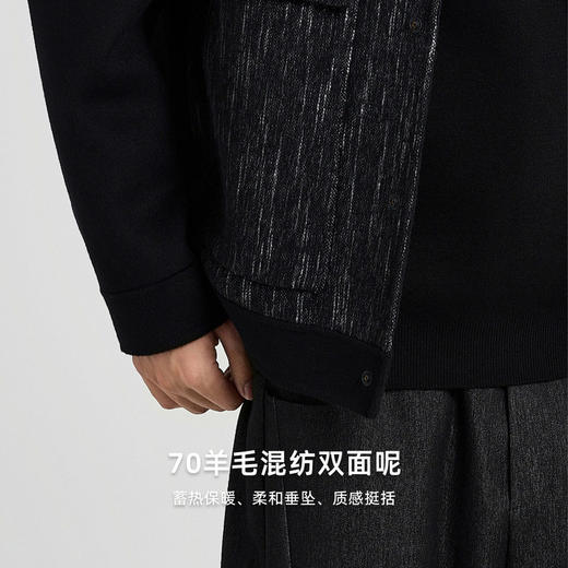 墨麦客男装撞色拼接毛呢大衣男2025冬季新款双面呢男士外套81490. 商品图2