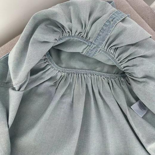 F0306137水洗无袖收腰大裙摆高密度刺绣衬衫领气质优雅时尚舒适带腰带儿童牛仔连衣裙 商品图8