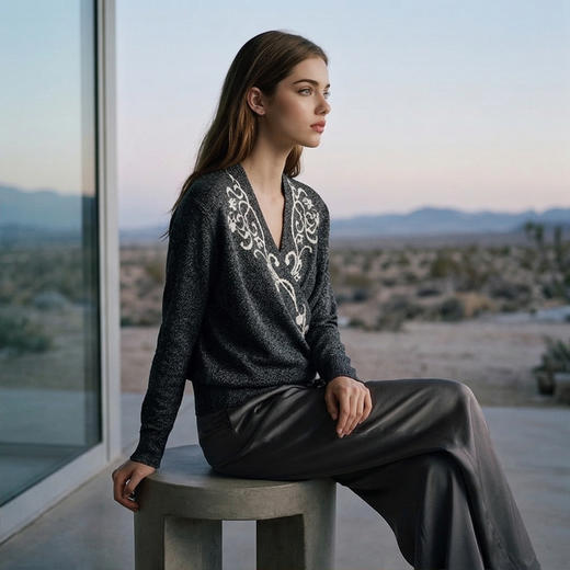 King Deer/鹿王秋冬新款女式V领长袖羊绒衫L805574 商品图1