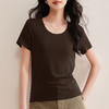 大U领天丝羊毛短袖t恤女面膜t2026新款夏季洋气修身上衣打底内搭  BY-M786 商品缩略图3