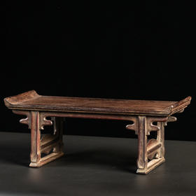 清	紫檀夹头榫翘头案中案摆件