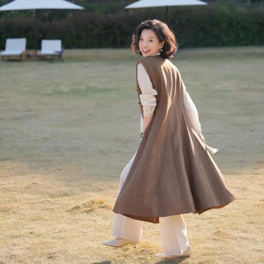 西子/晚风仿亚麻蝴蝶暗纹提花无袖带腰带连衣裙/CQXS0456 商品图4