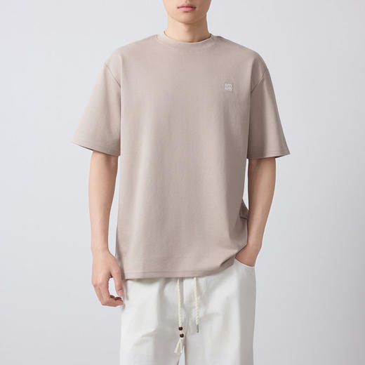 墨麦客男装高智通勤棉感男士t恤2026春新款刺绣宽松短袖男75186. 商品图1