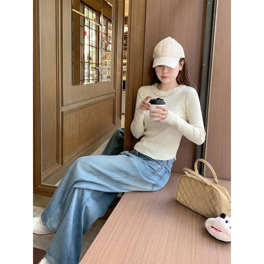 <曾小咸推荐>3.11现货秒杀 ！微信超特价！韩系蕾丝拼接针织衫 日常149.99 立减90 秒杀59.99！！ 商品图2