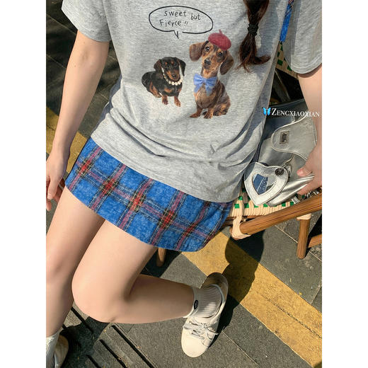 <曾小咸推荐>韩系斜肩短袖t恤女半身裙套装 商品图2