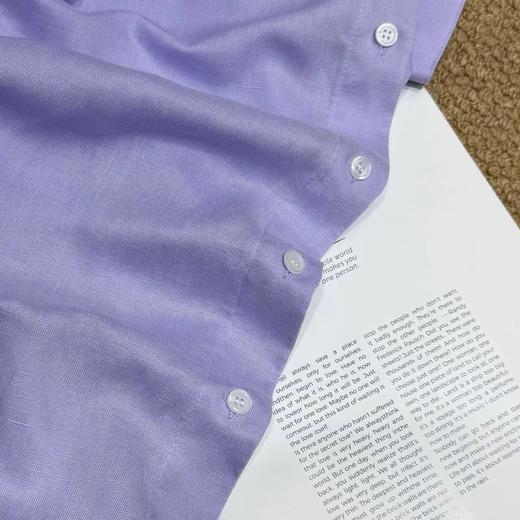 F0306102早春新款天丝亚麻香芋烟熏紫色长袖衬衫 商品图5