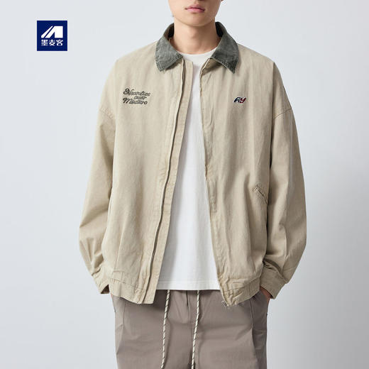 墨麦客男装美式休闲做旧男款外套2026春季新款撞色刺绣夹克81588. 商品图0
