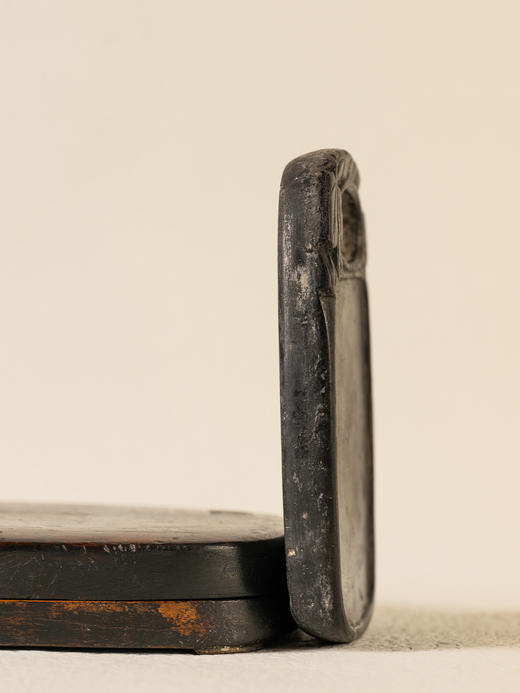 清	树叶纹敞池端砚（红木砚盒） 商品图2