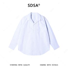 SDSA男装2026新款高贵轻奢简约细条纹长袖衬衫立体珠子装饰百搭