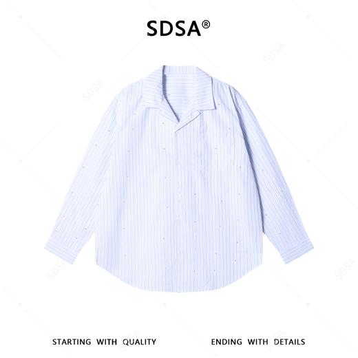 SDSA男装2026新款高贵轻奢简约细条纹长袖衬衫立体珠子装饰百搭 商品图0