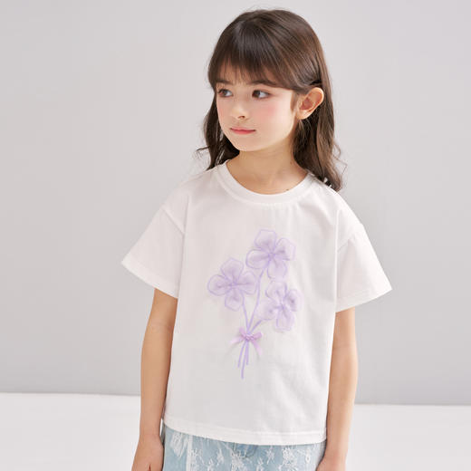 笛莎/Deesha 【松饼熊】2026年夏季新款女童索罗那原纱防晒凉感短袖T恤 商品图4