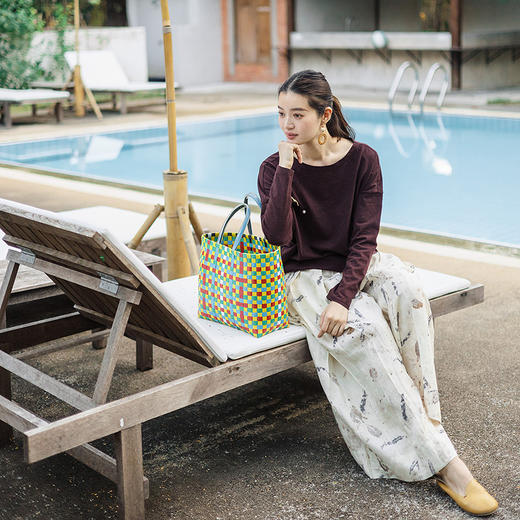 绽放160朵/亚麻数码印花植物拓印武士裤百搭阔腿裤女新款休闲裤 商品图1