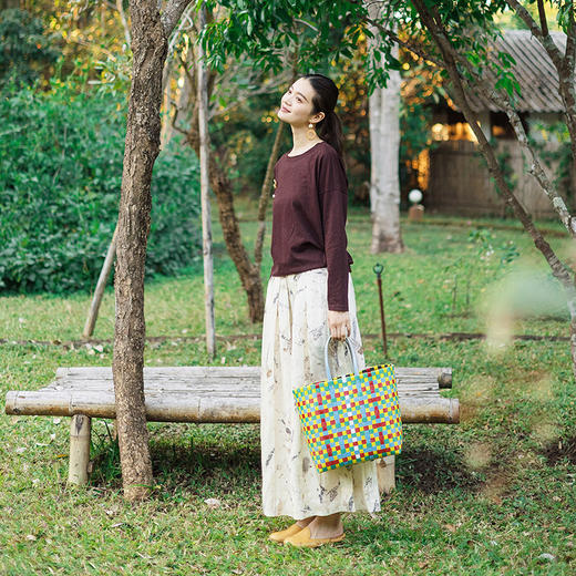 绽放160朵/亚麻数码印花植物拓印武士裤百搭阔腿裤女新款休闲裤 商品图2