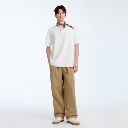 NPC潮牌立体剪裁亨利领纯色短袖T恤棉混纺毛巾布透气春NP61TE15 商品图3