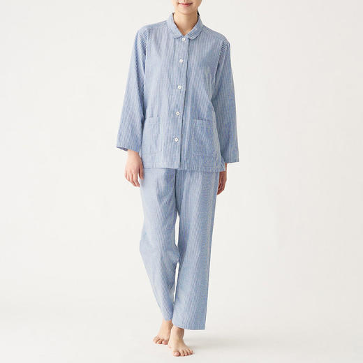 无印日式双层纱家居服良品全棉纯色家居服女款家居服睡衣套装简约 商品图3