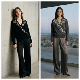 King Deer/鹿王秋冬新款女式V领长袖羊绒衫L805574