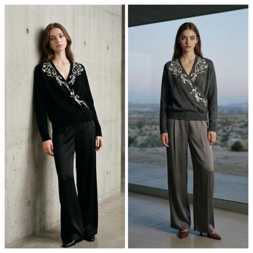 King Deer/鹿王秋冬新款女式V领长袖羊绒衫L805574 商品图0