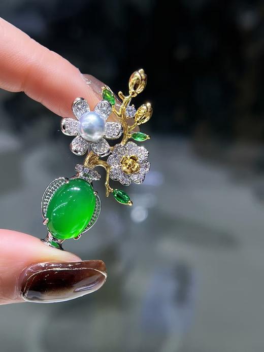 蕙质兰心 中式花瓶胸针 JD 商品图2