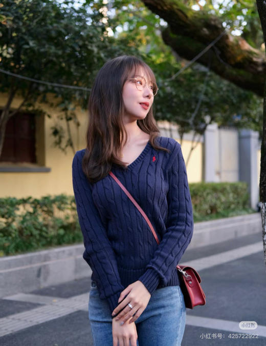 🔻拉夫女士V领针织衫毛衣 商品图7