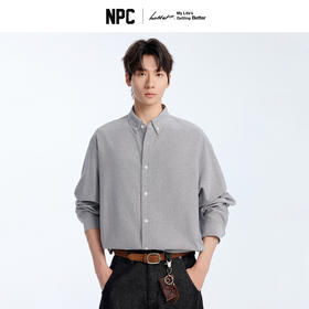 NPC潮牌棉混纺牛津纺长袖衬衫立体小方格挺括有型春上新NP61SH03