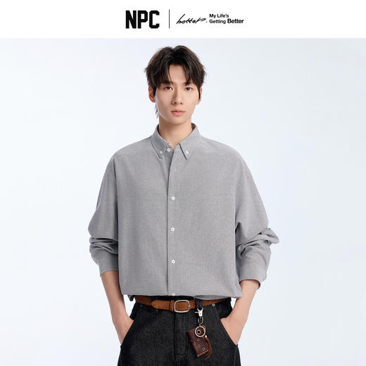 NPC潮牌棉混纺牛津纺长袖衬衫立体小方格挺括有型春上新NP61SH03 商品图0