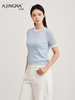 【针织短袖】阿菁娜春季新款小香风短袖针织衫撞色包边圆领设计绞花肌理立体有型F31C301009 商品缩略图1