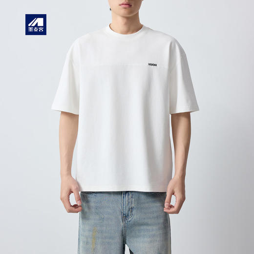 墨麦客男装高智通勤230G男士体恤2026春季新款刺绣圆领短袖75187. 商品图0
