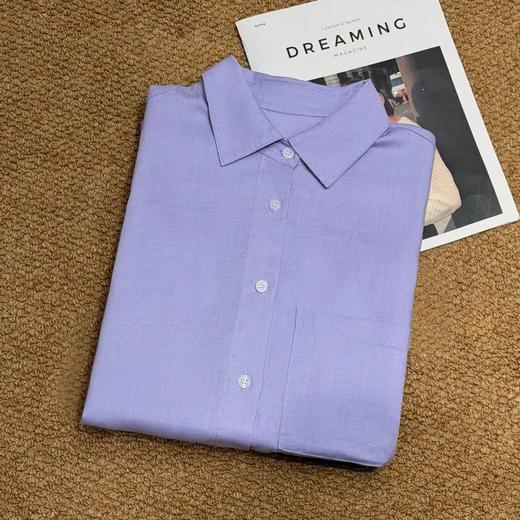 F0306102早春新款天丝亚麻香芋烟熏紫色长袖衬衫 商品图3