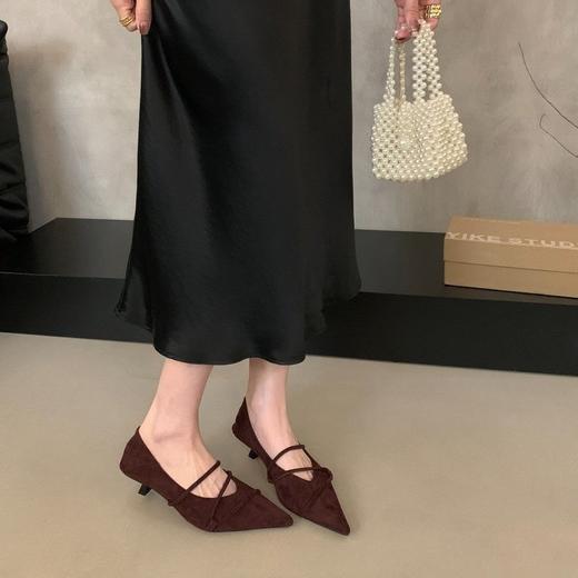 【69.9/双】法式复古绒面尖头细跟玛丽珍单鞋女新款通勤小猫跟外穿晚晚鞋聚★为爱严选 商品图4