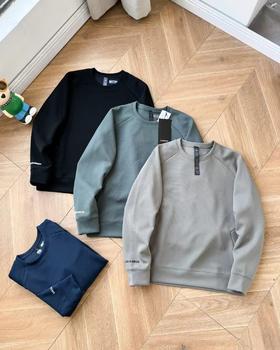 F030636春秋季上新日常通勤四色华夫格男士卫衣