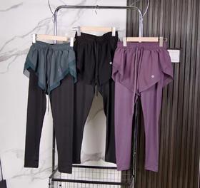 F030671高腰收腹提臀瑜伽裤女外穿跑显瘦运动紧身裤健身假两件长裤