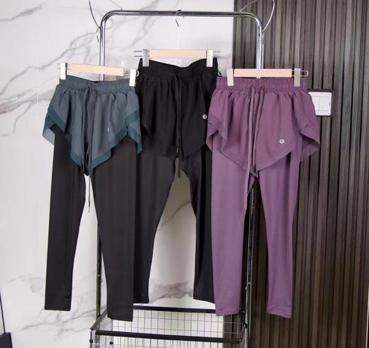 F030671高腰收腹提臀瑜伽裤女外穿跑显瘦运动紧身裤健身假两件长裤 商品图0