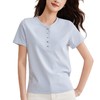 长绒棉80支丝光棉短袖t恤女白色亨利领夏季排扣高级正肩体恤荃棉   BY-W35 商品缩略图4