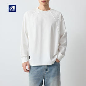 墨麦客男装城市运动长袖t恤男2026春新款螺纹拼接男士上衣75185.