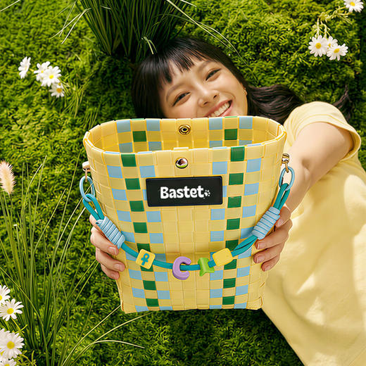 大英博物馆 巴斯特系列编织包手提斜挎包 绿色 黄色 商品图1