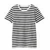 日系无印T恤衫良品全棉条纹T恤女款夏季短袖T恤女士T恤简约新品夏 商品缩略图1