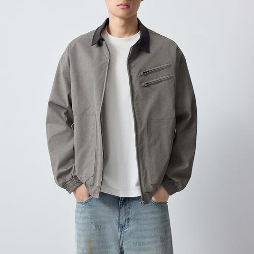 墨麦客男装美式休闲撞色男款外套2026春季新款炒色水洗夹克81587. 商品图1