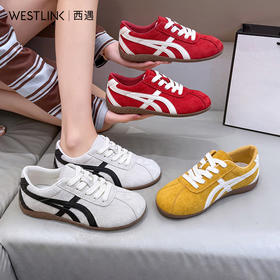 西遇阿甘德训鞋女2026新款春季复古百搭学院风拼接设计休闲板鞋P0066299