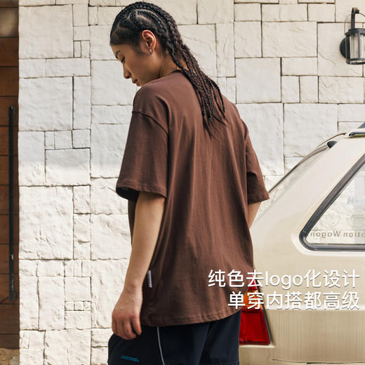 录士LUSHISI无暇主题短袖轻量化麻感纯棉面料纹理纯色短袖情侣t恤 商品图4