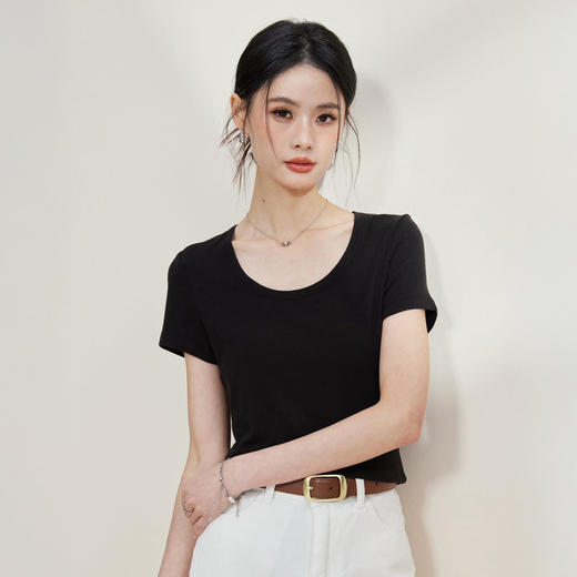 夏季新款羊毛醋酸天丝短袖 柔软舒适百搭 修身显瘦 圆领/大圆领/V领 7色可选 商品图7