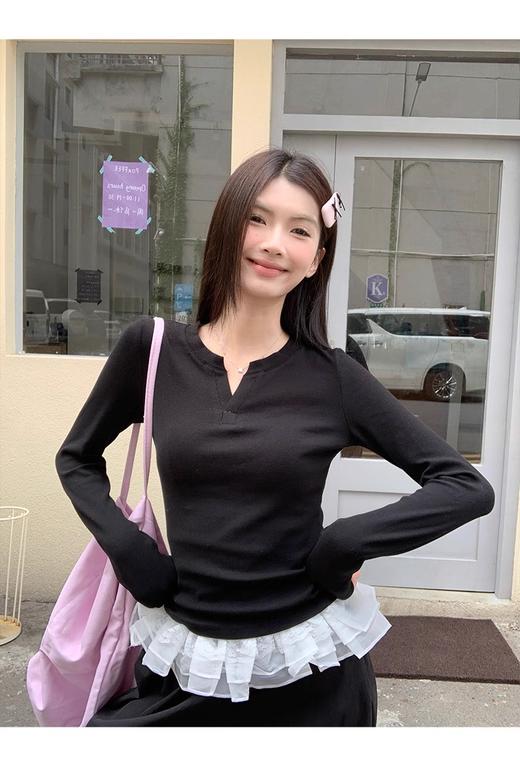 小V领修身长袖上衣-纪念日百货门店同款169151138 商品图3